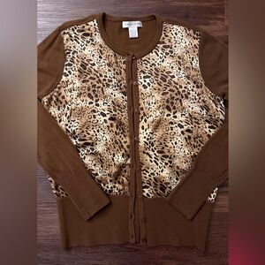 Newport News Brown Leopard Print Cardigan